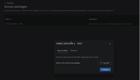 Continue to request access